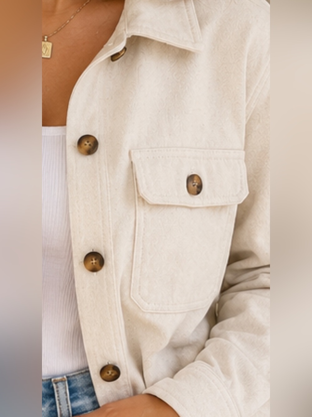 Old Navy Cream Button-Front Shacket